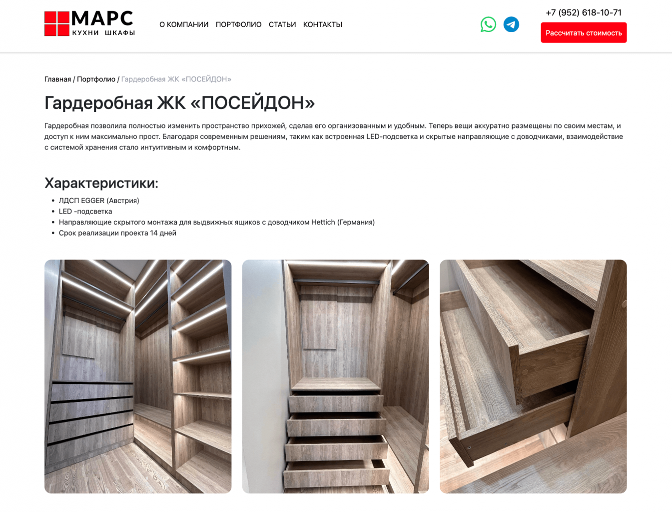 Страница элемента портфолио